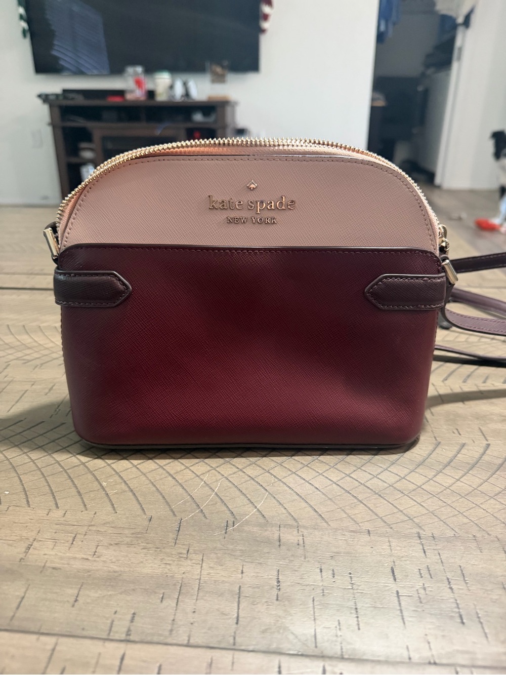 kate spade Two-Tone Wine and Blush Crossbody with Matching Wallet - Picture 2 of 10